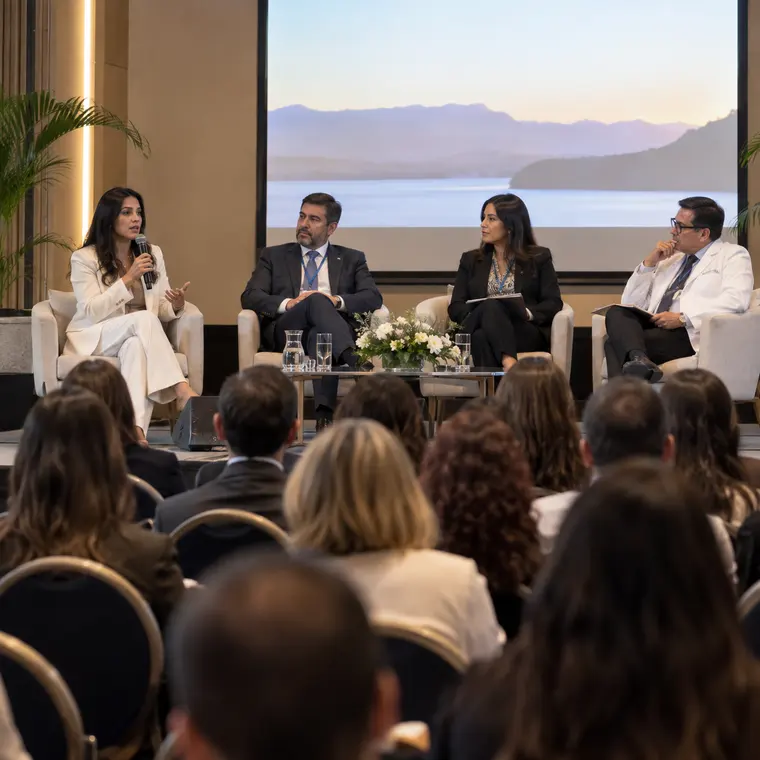 Panel académico ante un auditorio lleno